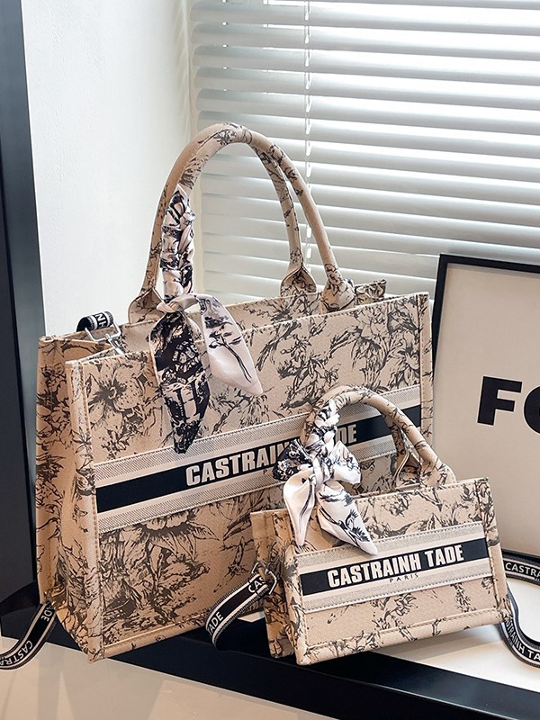 Bolsa de mano de comercio exterior transfronterizo para mujeres 2024 nueva moda simple impresión de letras mochila de hombro casual