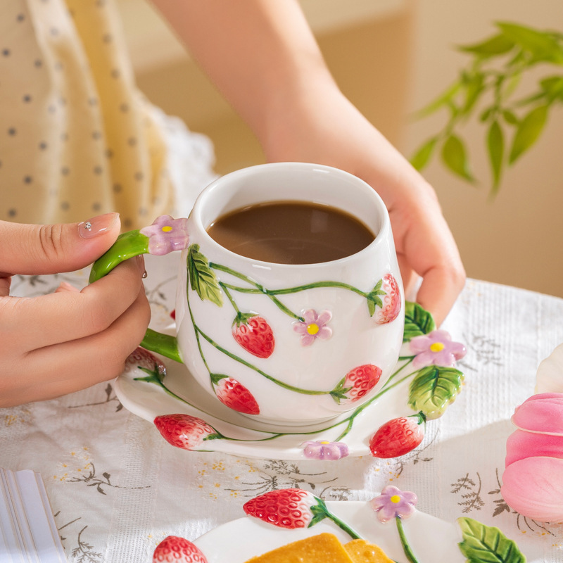 纯手工手彩手绘陶瓷咖啡杯 办公室茶杯水杯女生高颜值陶瓷杯子|undefined