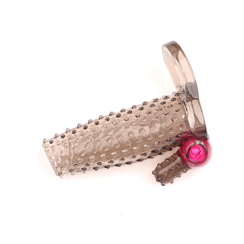 Vibrating Wolf Tooth Condom Sleeve, Spiked Textured TPE Ring, Transparent Non-Vibrating Variant — detail image 6