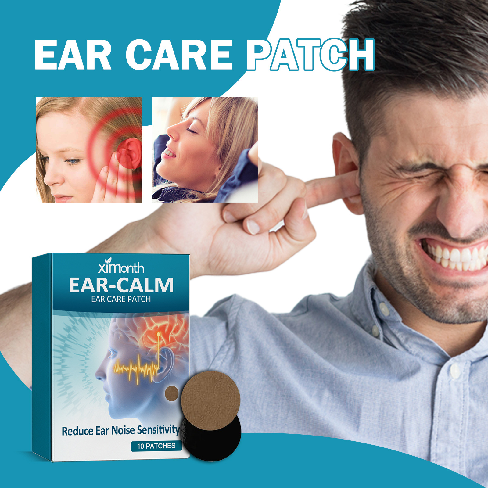 Cross-Border Ximonth Tinnitus Patch to Relieve Ear Congestion, Tinnitus, Hearing Discomfort, Dizziness, and Head Care Patch