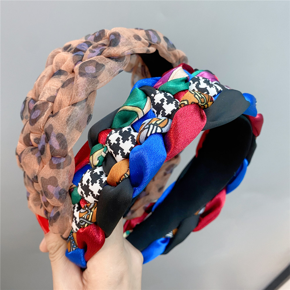 Fashion Plaid Cloth Printing Hair Band display picture 2