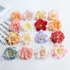 欧式小牡丹花头 婚礼花环装饰花朵 仿真绢布假花花头批发