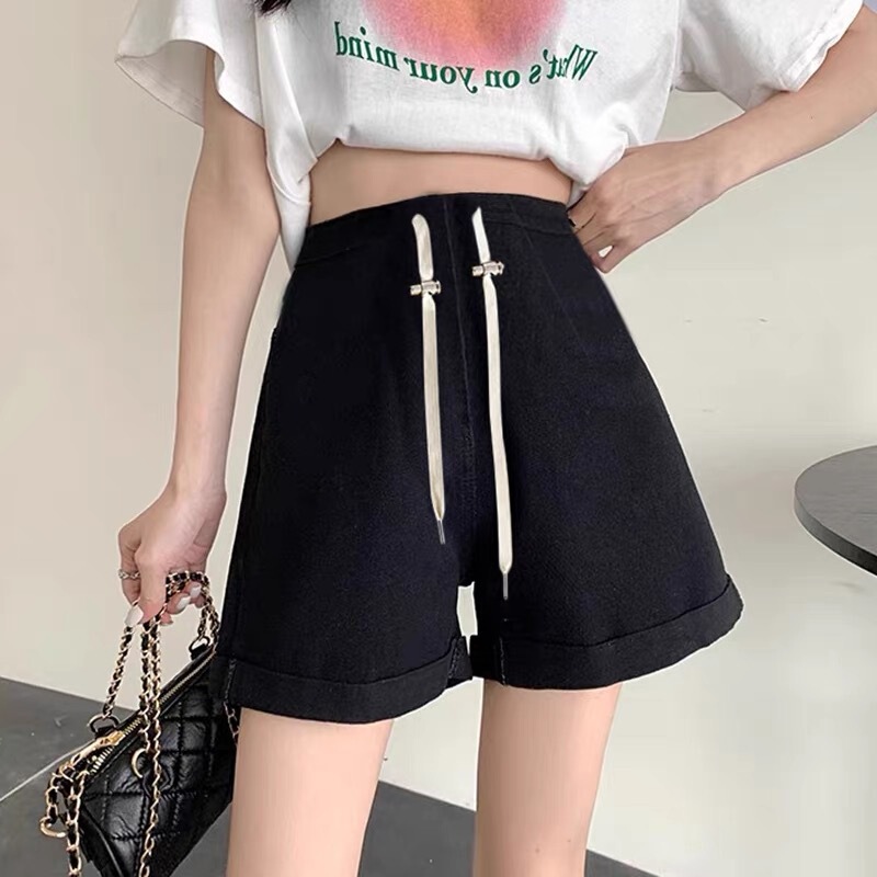 Maternity Denim Shorts 2025 Summer Outer Wear Thin Drawstring Bottoming Three-Quarter Pants Wide Leg Pants Summer Style