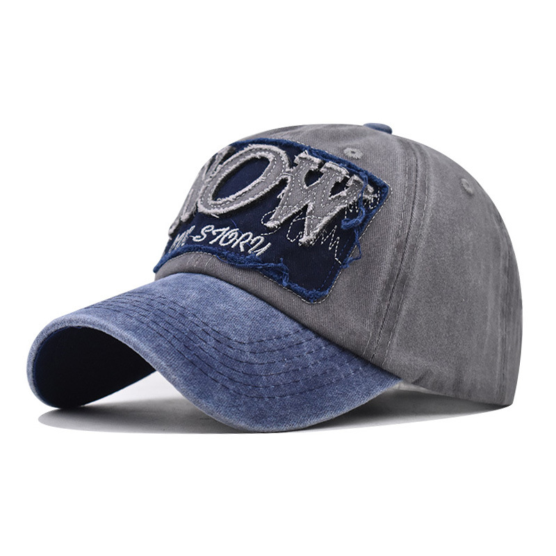 Transfronterizo puro algodón lavado angustiado NOWE carta gorra de béisbol para hombres y mujeres al aire libre Four Seasons enarboló la gorra
