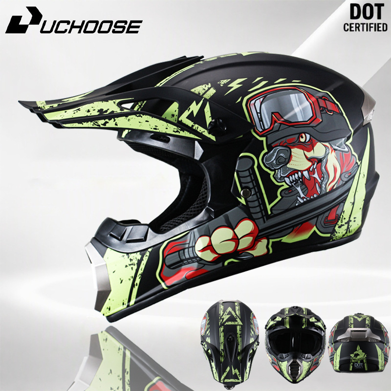 Teenager mountain off-road helmet, motorcycle full-face safety helmet, wear-resistant, sun-protective riding helmet