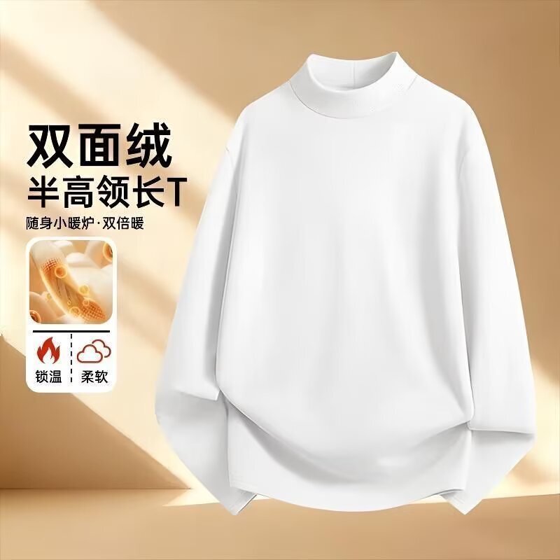 Wholesale cheap men's long-sleeved t-shirt with a half-high collar, warm pullover base layer, high-end autumn export style Wholesale cheap men's long-sleeved t-shirt with a half-high collar, warm pullover base layer, high-end autumn export style