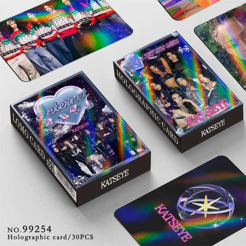 New 30-Piece Laser Card Set Katseye Album Internet Girl Flash Card Celebrity Support Photo Card Lomo