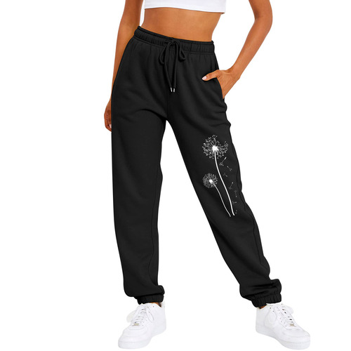 Cross-border Foreign Trade: AliExpress, Amazon, and Wish — Women's Autumn Fleece-Lined Base Layer High-Waisted Casual Pants with Drawstring