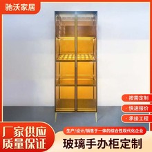 厂家批发 铝合金玻璃手办展示柜 极简铝材玻璃柜酒柜餐边柜多功能