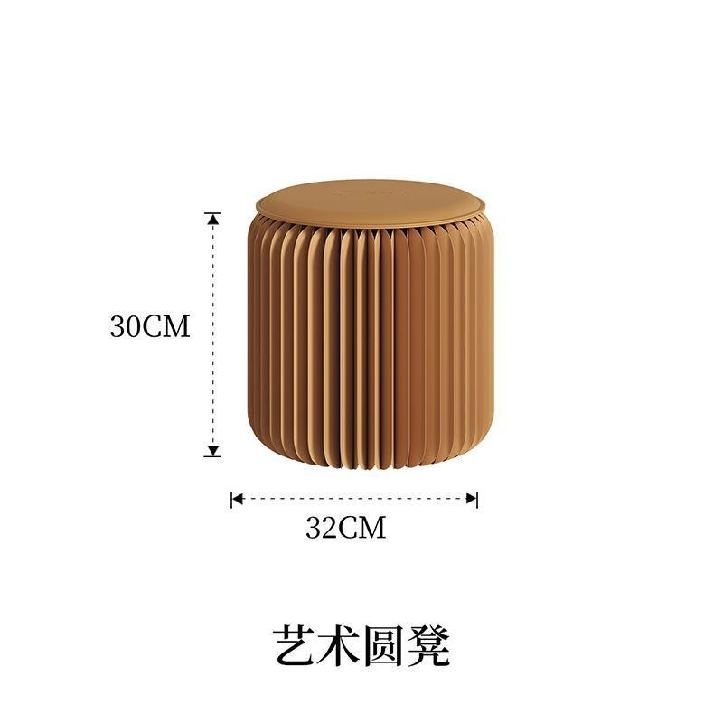現物卸売り円柱折り畳み腰掛け家庭用純色折り畳み可能携帯収納ネット赤円形児童腰掛け|undefined