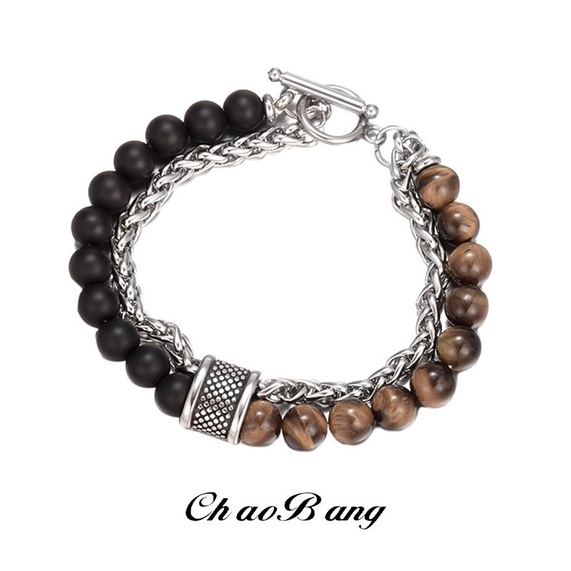 Tiger Eye Stone Transfer Bead Titanium Steel Bracelet for Men, Versatile for Women, High-End Personalized Design, Non-Fading Gift Bracelet for Women Tiger Eye Stone Transfer Bead Titanium Steel Bracelet for Men, Versatile for Women, High-End Personalized Design, Non-Fading Gift Bracelet for Women