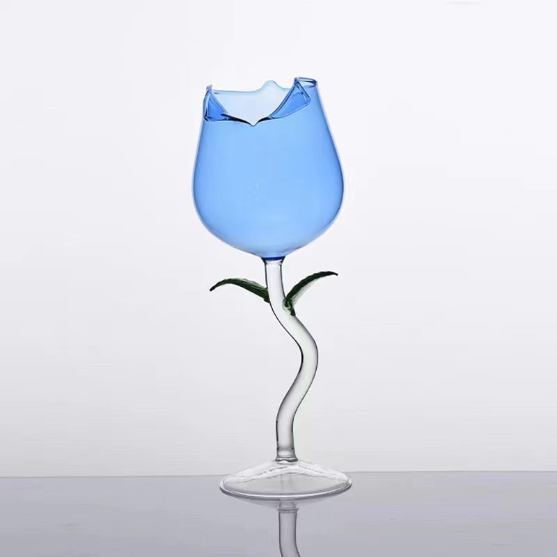 Día de San Valentín romántico Rosa doble copa de vino tinto vidrio de borosilicato creativo copa de champán de cristal de dos piezas