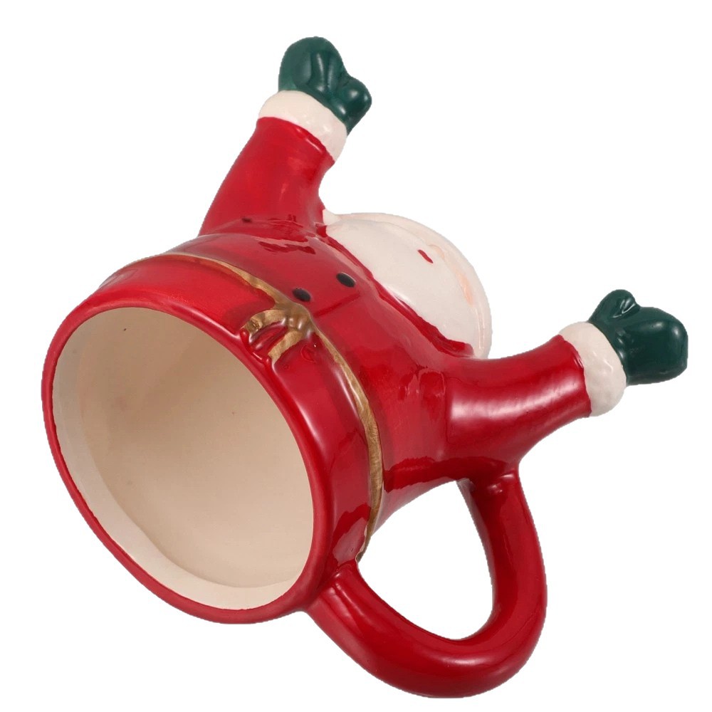 Navidad temática creativa Santa forma taza de cerámica decoración de vacaciones taza de cerámica de cubiertos diarios taza de cerámica