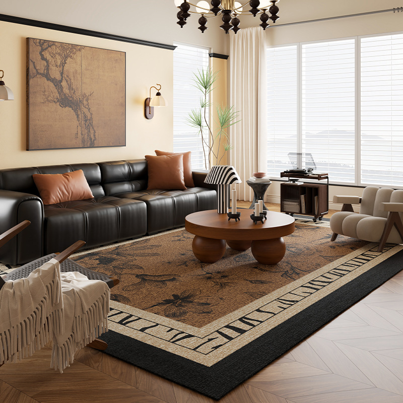 Middle Ancient Carpet Living Room Sofa Floor Mat Bedroom New Retro Light Luxury Advanced American Style Mat French Waterproof Wash-Free