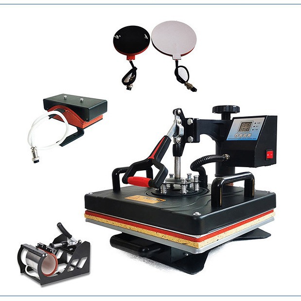 5 - en - 1 máquina de transferencia térmica multifuncional máquina de pintura en caliente máquina de impresión de prendas de vestir máquina de impresión de tazas de disco de teléfono móvil máquina de impresión de goma