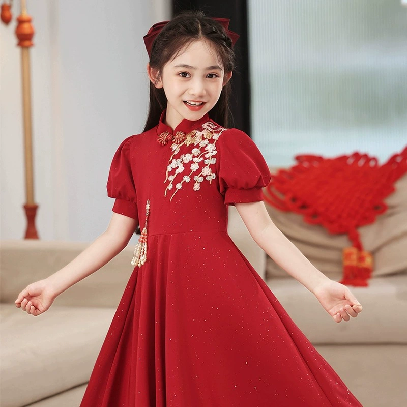 Summer wedding dress, red cheongsam, skirt, for teenagers, Chinese style