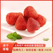 批发/代加工低脂即食FD冻干草莓脆整颗原材料无糖无色零脂鲜果
