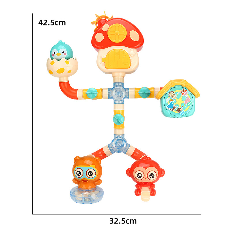 Tiktok juguetes de agua de baño para niños ensamblados tubería de agua camión de transferencia de música juguetes de baño de ducha de agua pulverizada