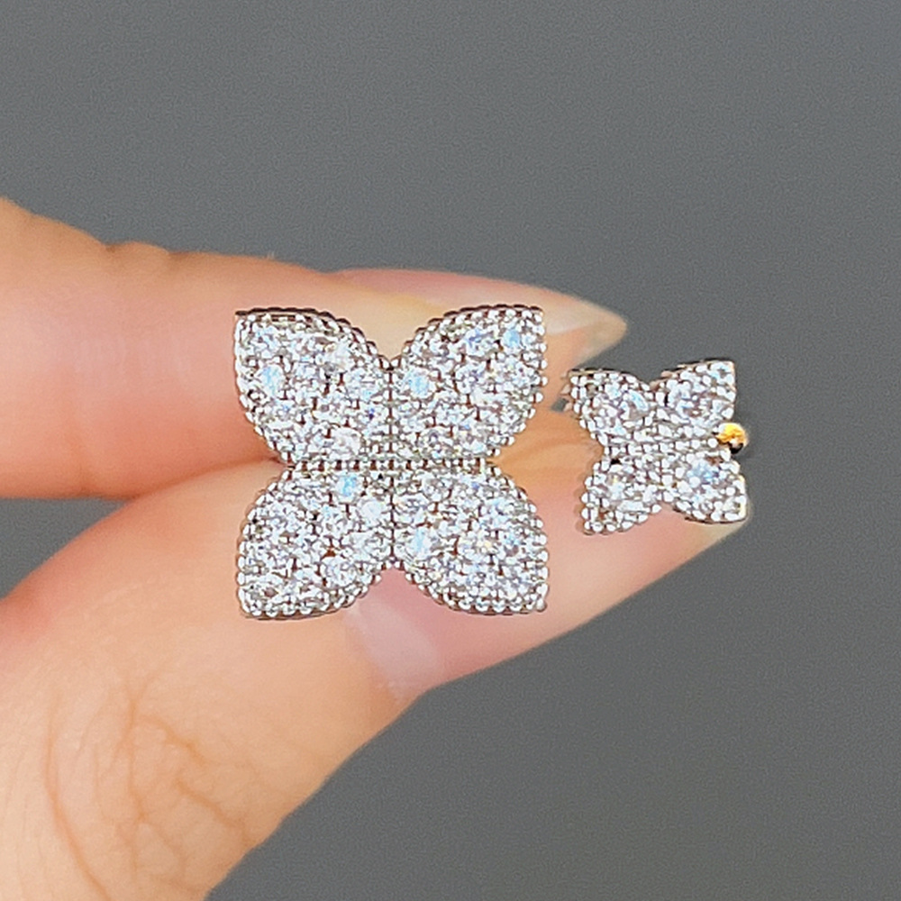 Cao Shi's Vierblättriger Blumenring, Damenmode, Öffnung, verstellbarer Zeigefingerring, Hochzeit, Party, Damenring_voghion.com