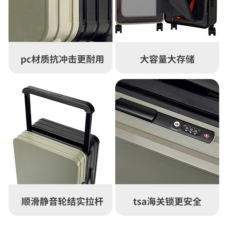 En nombre de la maleta con tirante ancho, embarque, viaje femenino de 20 pulgadas, rueda universal silenciosa de alto valor, caja con ruedas para PC de 24 pulgadas