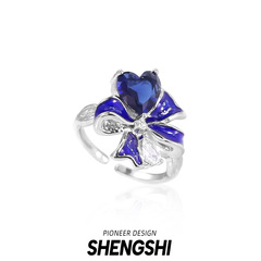 熱賣配飾蝴蝶結滴膠愛心設計感小眾高級輕奢冷淡風開口裝飾戒指女