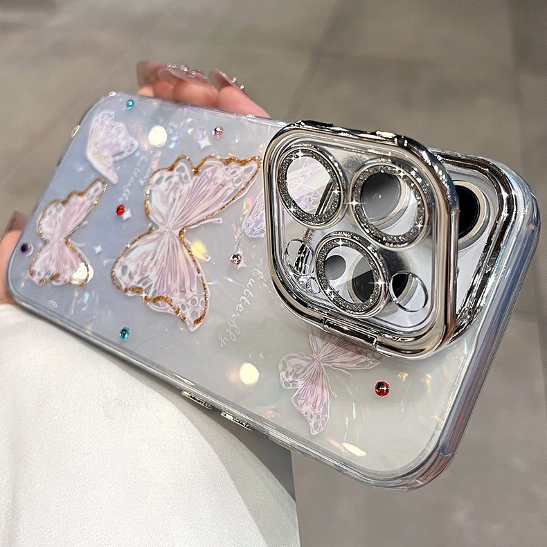 Patrón de concha de mariposa degradado ins de alto valor para iphone15 Apple 16ProMax funda para teléfono móvil soporte 14P