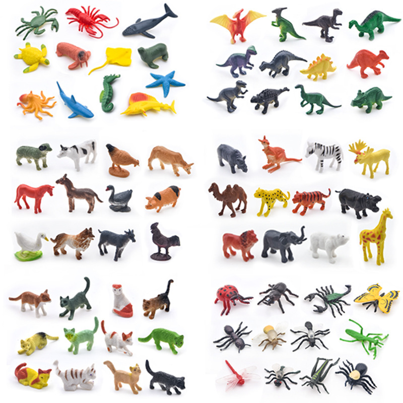 Cross-border simulation Wildlife marine insect farm model solid soft glue dinosaur children's toy set Wholesale