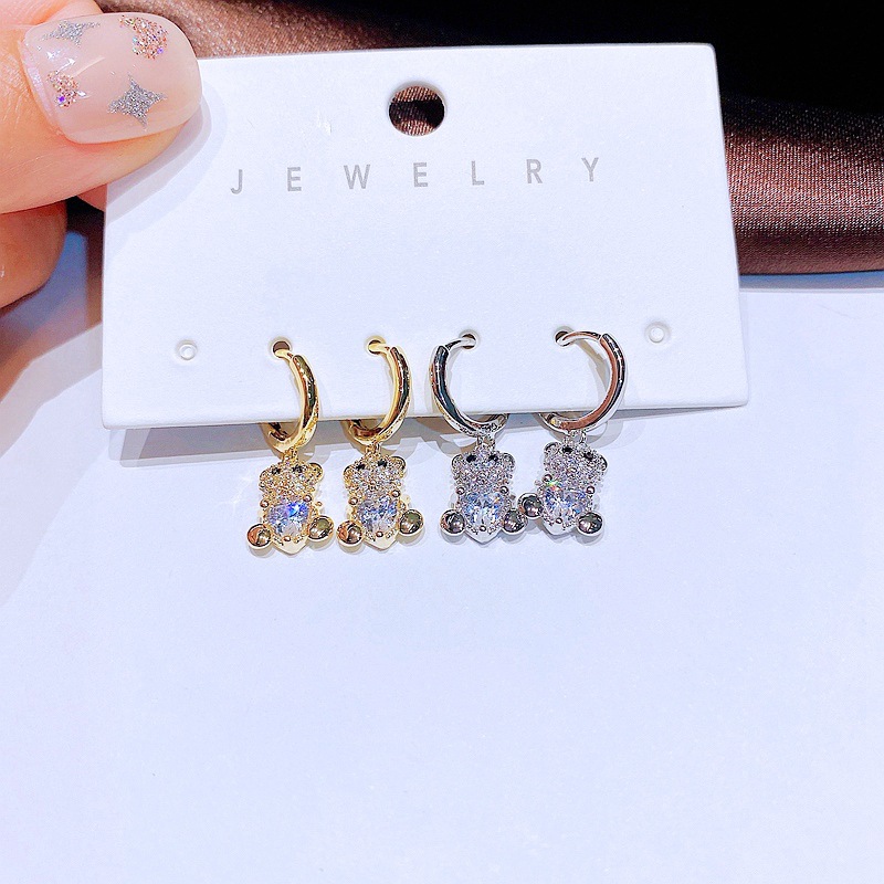 Womenu0027S Fashion Bear Copper Earrings Inlaid zircon Zircon Drop Earrings