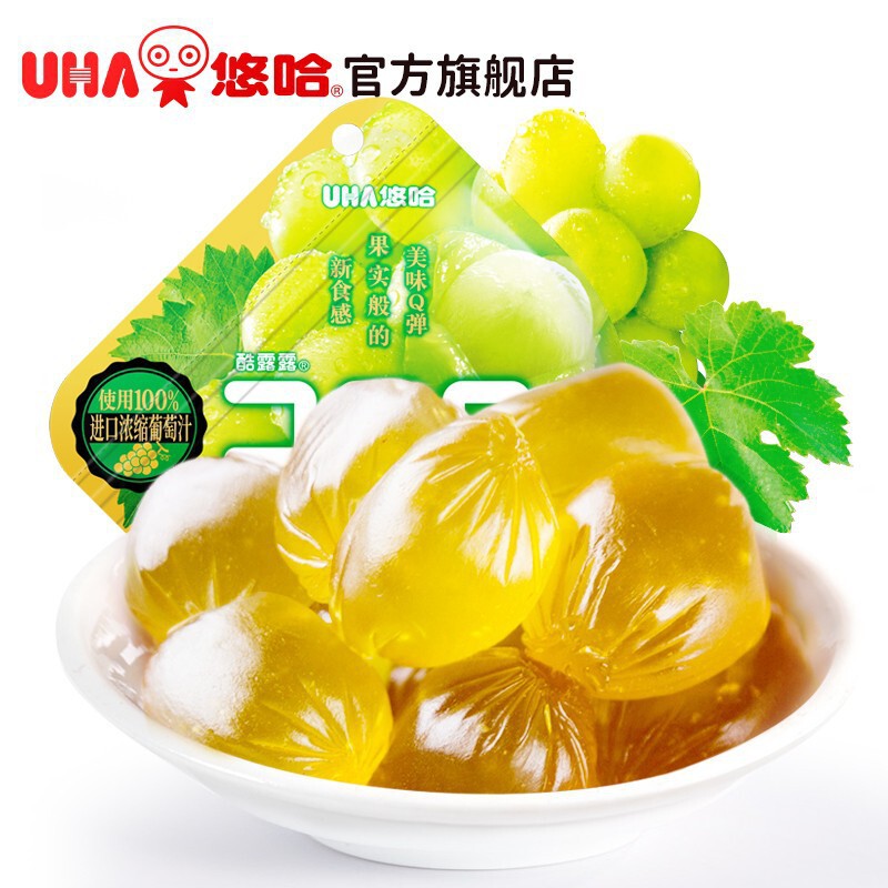 UHA悠哈果汁软糖酷露露多果味草莓白葡萄味爆浆零食糖果橡皮软糖|undefined