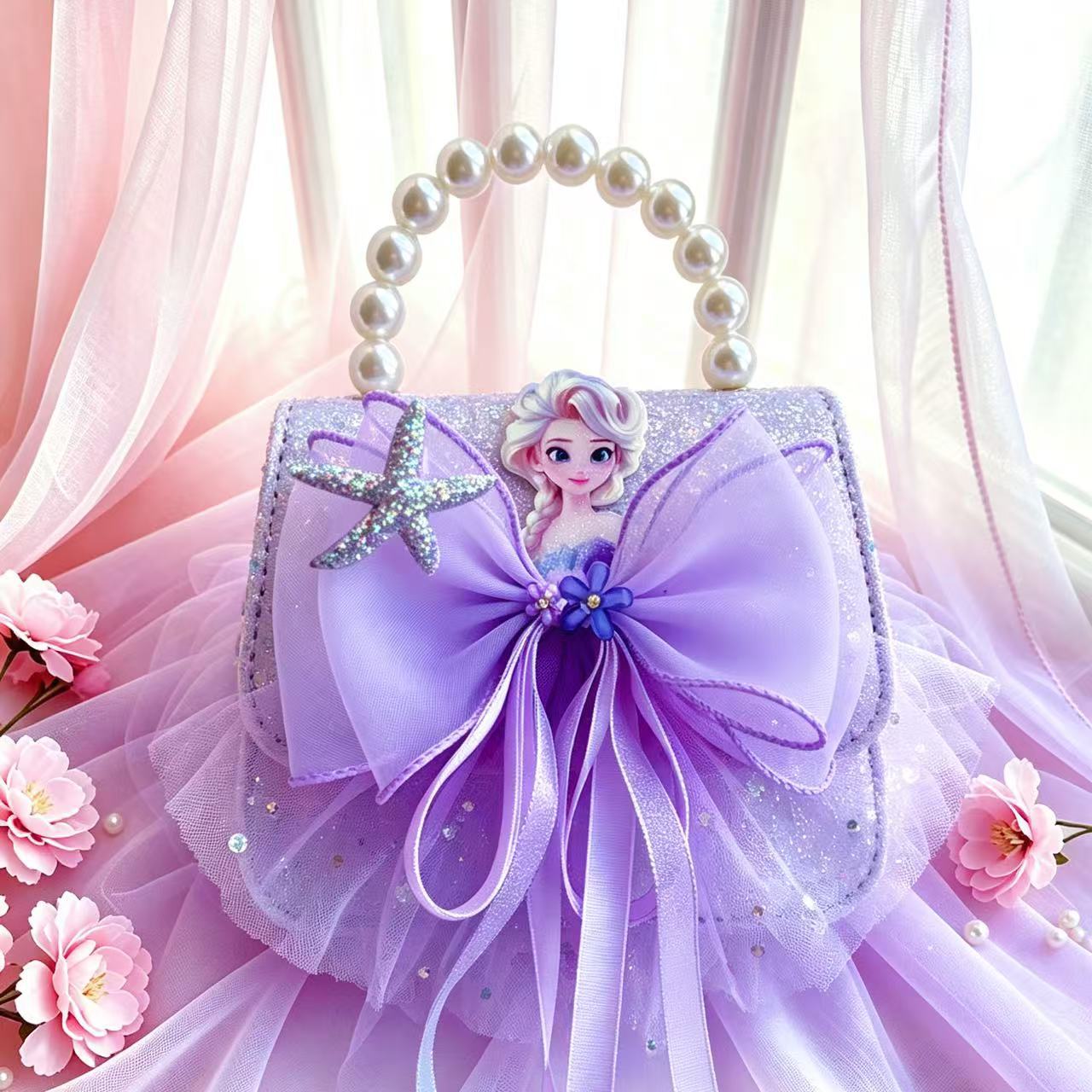 Nuevo comercio exterior pequeña fragancia niñas hombro mochila de moda perla arco bolsos de niños bolsos de cambio de dibujos animados