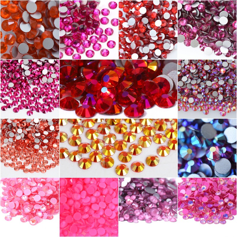 SS6-30 Glass Flat Diamond Red Series Rhinestones Guomao A Diamond Nail Jewelry Mobile Phone Shell DIY Decorative Accessories
