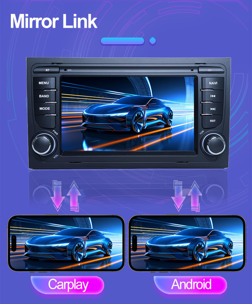 Suitable for 7inch Audi A4 Android Car Navigator Gpsmp5 Bluetooth Navigation All-In-One Carplay