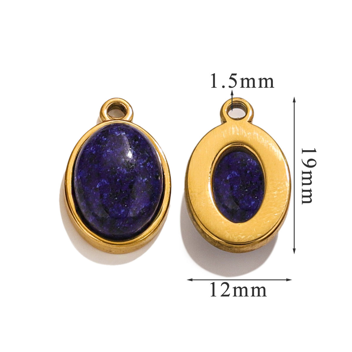 DIY accesorios de joyería de acero inoxidable piedra natural elíptica pequeña colgante pendientes pulseras collares materiales hechos a mano al por mayor