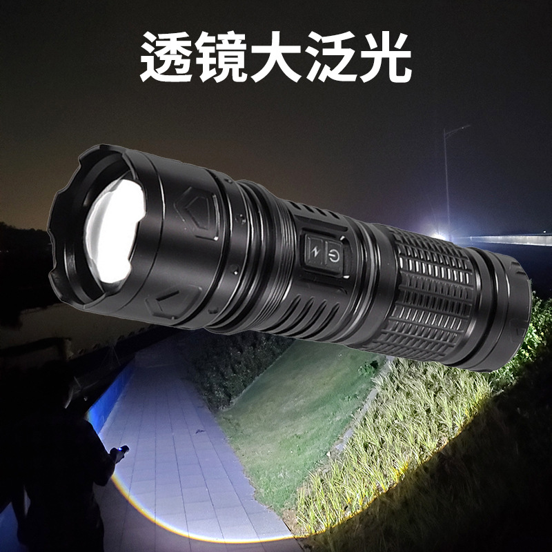 Lintera láser blanca personalizada de luces luminosas de inundación zoom recargable de aleación de aluminio enfocada iluminación LED de largo alcance