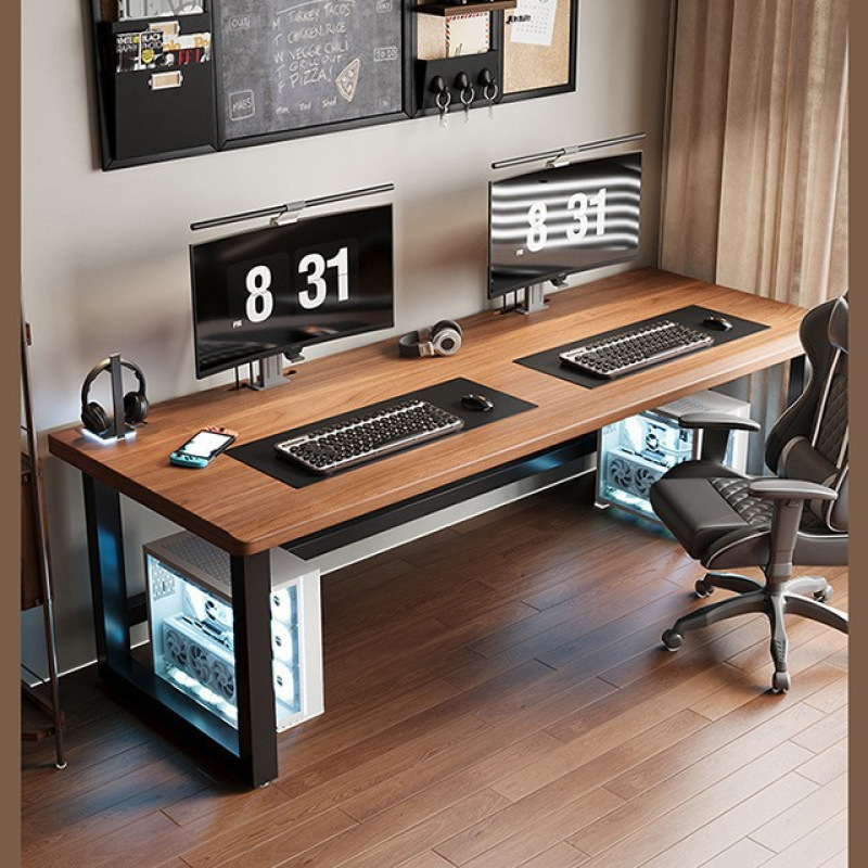 Solid Wood Large Board Double Computer Desk Desktop Home Student Bedroom Office Desk Workbench E-Sports Table