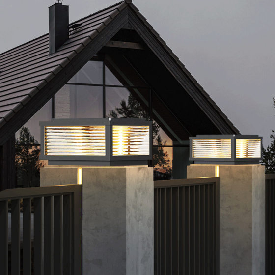 Solar Column Lamp Outdoor Waterproof Community Wall Column Lamp Household Villa Balcony Courtyard Gate Column Lamp