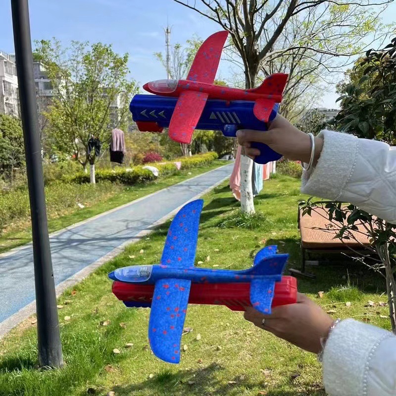 빛이 있는 대형 34CM 배출 항공기 + 배출 총 [색상 랜덤]