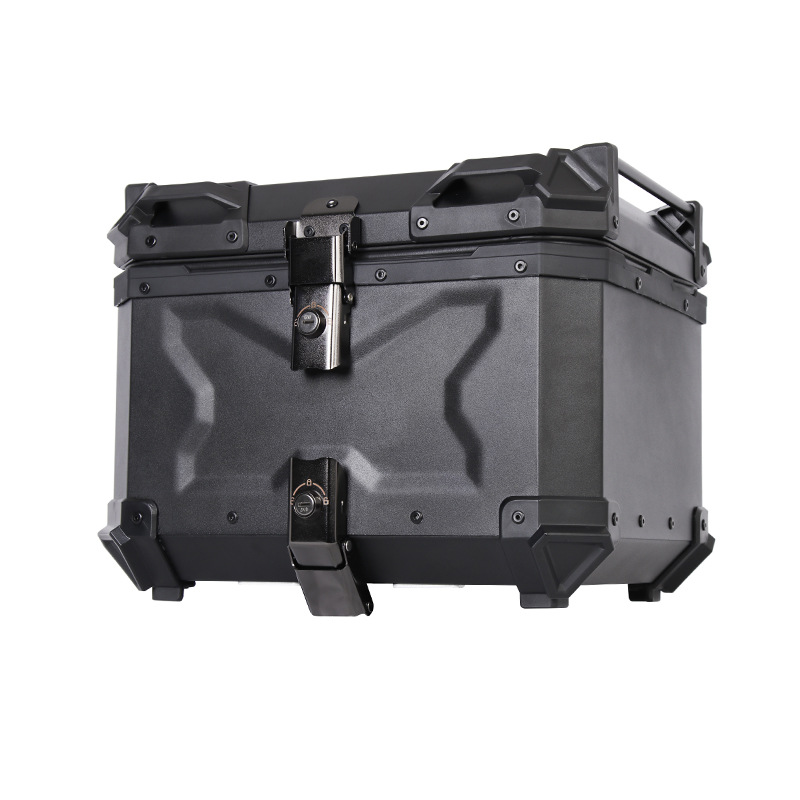 All Black Black Warrior Motorcycle Trunk Waterproof Quick Release Aluminum Alloy Tail Box 45L/55L/65L Storage Box