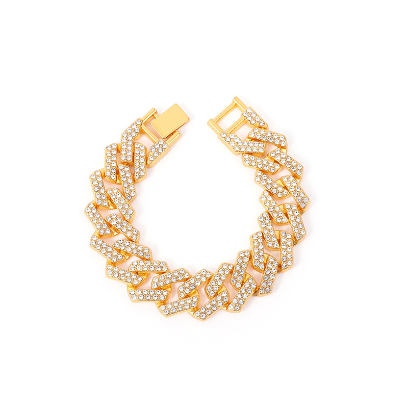 Cuban Link Chain Bracelet With Diamonds For Women And Men_voghion.com