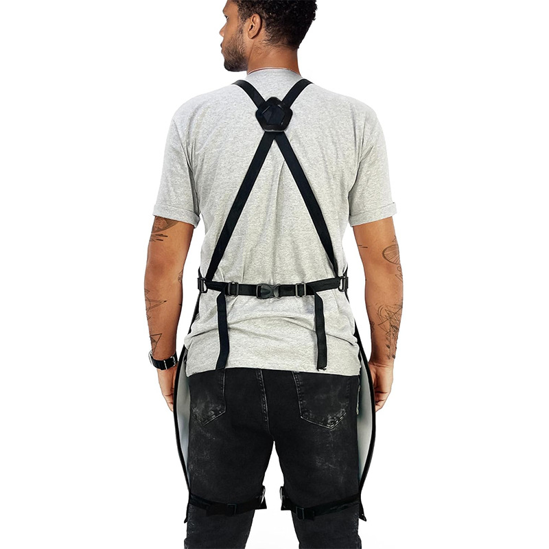 Transfronterizo Amazon impermeable delantal logotipo personalizado corte de pelo barbero ropa de trabajo dobladillo abierto PU delantal al por mayor