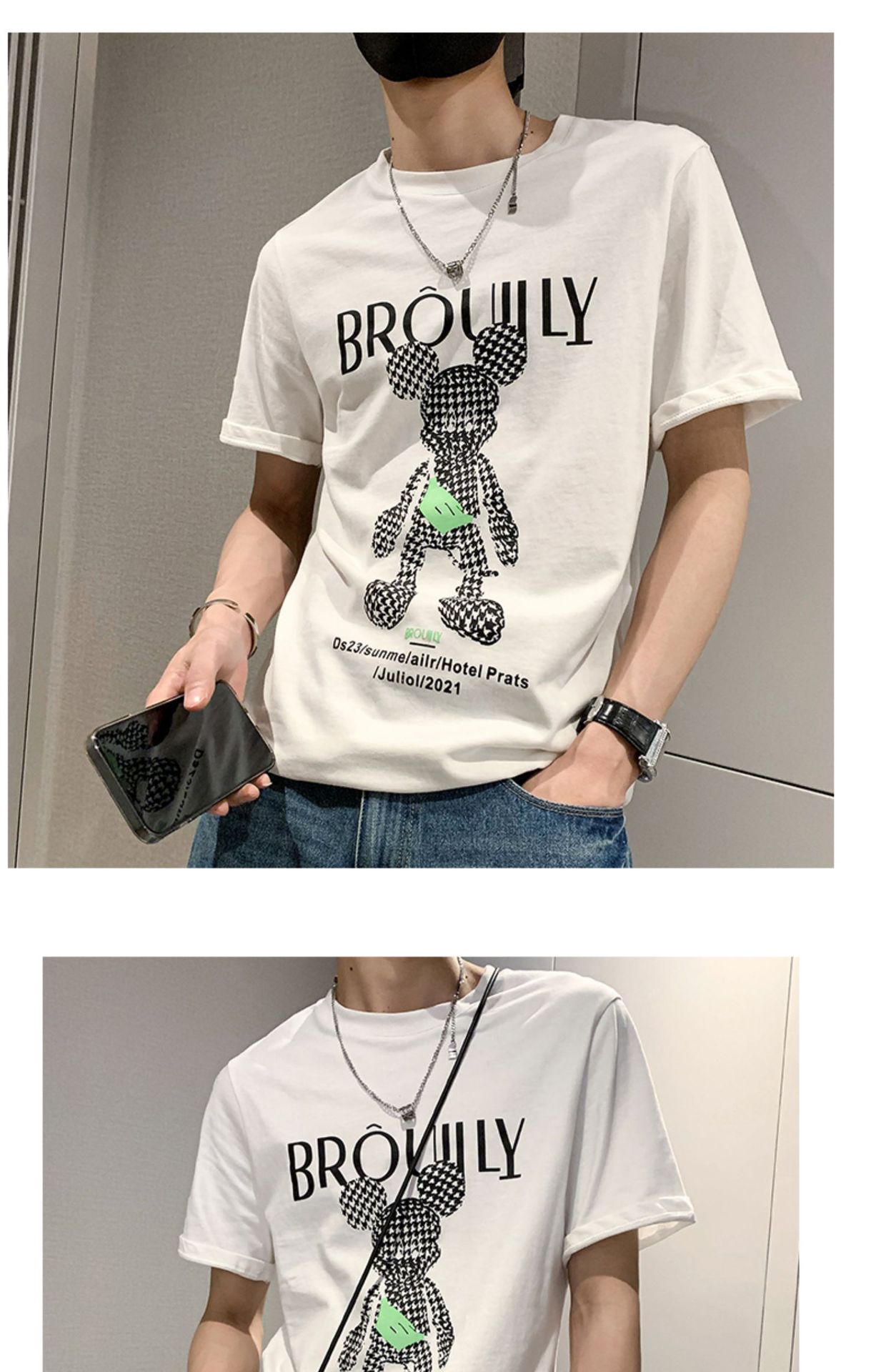 2023 neue männer T-shirt Kurzarm Mode Marke Mode Vielseitig INS Super Feuer Halbe Hülse Sommer Dünne Druck Top_voghion.com