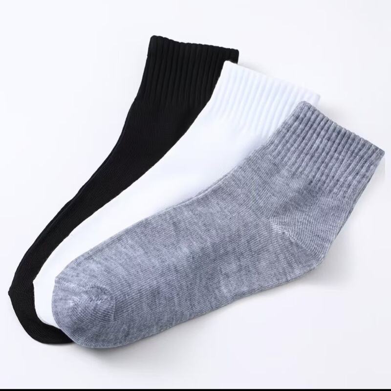 Men's Mid-Calf Plain Polyester-Cotton Socks, Men's Sports Socks, Foot Spa Shop Individually Packaged Men's Socks, Manufacturer Wholesale