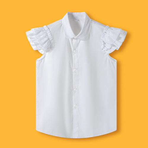 Children's short-sleeved white shirt boys summer thin short-sleeved white shirt girls performance uniforms primary school students pure cotton school uniforms