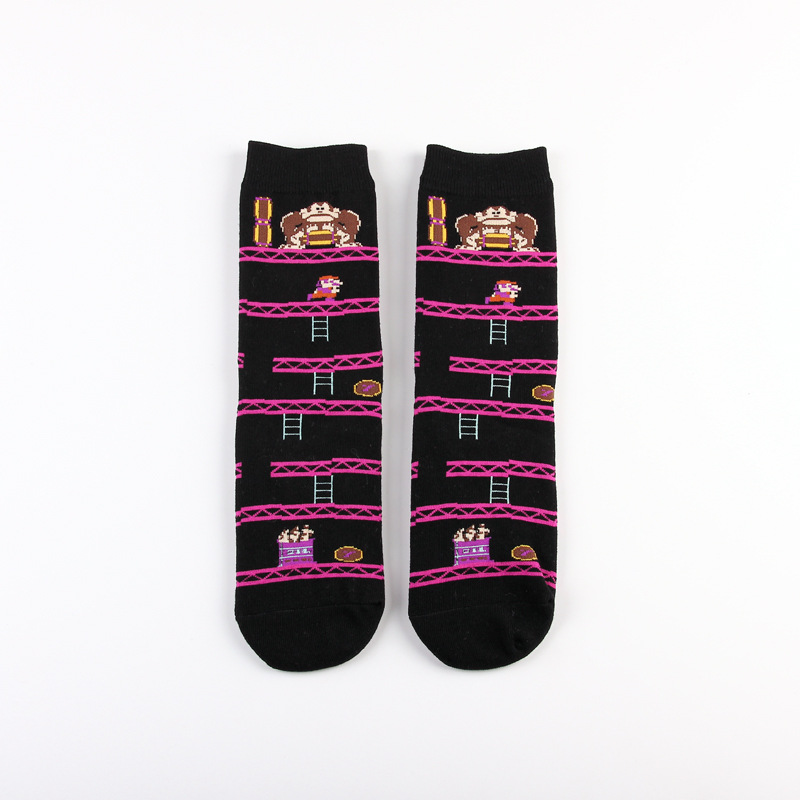 Dibujos animados juego de dibujos animados Mario Mary casual deportes jacquard pareja de algodón de mujer calcetines de media pantorrilla calcetines de moda de hombre medias