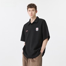 美式复古学院风刺绣短袖POLO衫男女2025夏季潮牌宽松情侣百搭体恤