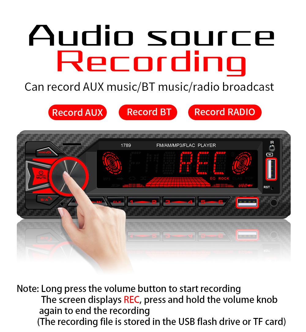 12V Single-Cylinder Short Mp3 Fm Radio Car Dual Bluetooth USB Player Mobile Phone Intelligent Positioning to Find the Car