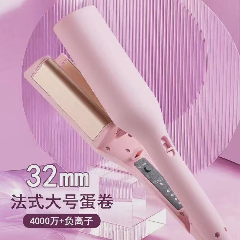 エッグロールヘアアイロン 32mm 大型カール ケーキウールプレスプレート ショートヘア ウォーターウェーブ 長持ちスタイリング 髪を傷めず、ヘアケアを実現|undefined