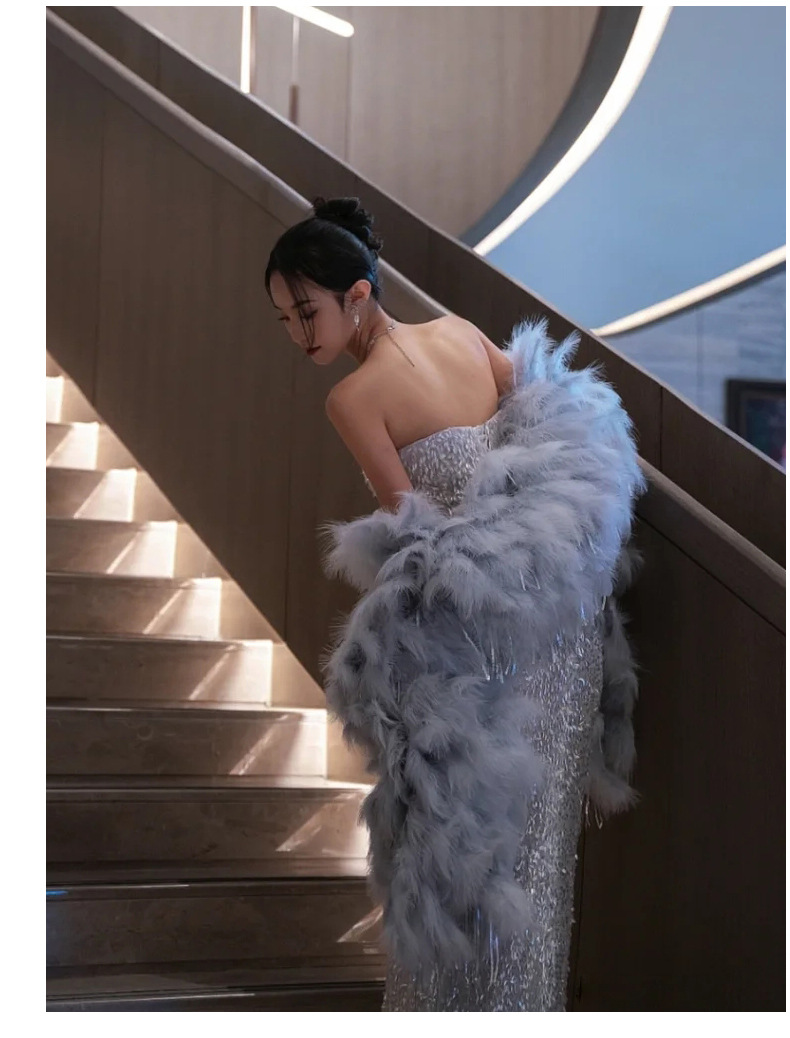 Strapless Mermaid Evening Gown Sexy New Style For Bride Wedding Engagement Toast Banquet Hostess Women's Party Wear_ecoleips.com