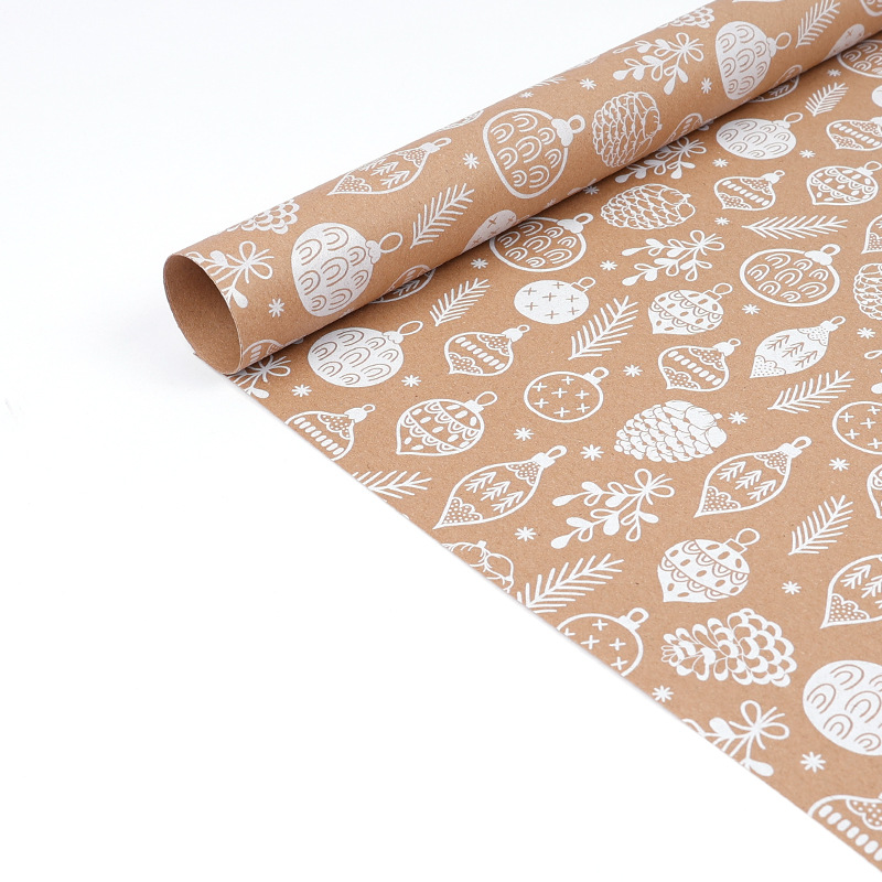 Explosiones transfronterizas de papel de embalaje de regalos de Navidad blanco 3m 10m papel de regalo de gran tamaño enrollado papel de papel retro kraft