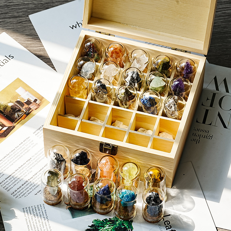 Natural Crystal Gravel Ore Specimen Ornaments Mineral Crystal Raw Stone Agate Rock Children's Popular Science Teaching Stone